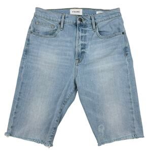 *FRAME Le Vintage Bermuda Shorts Light Wash Distressed Cut Off Frayed Edge 29